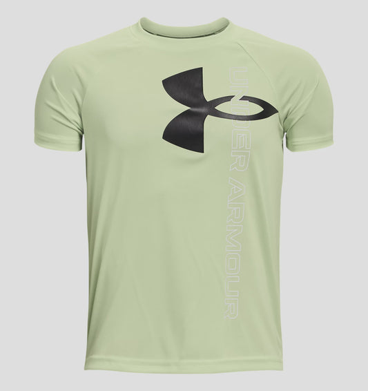 Under Armour Boys' Tech™ Split Logo Hybrid Short Sleeve - Phosphor Green