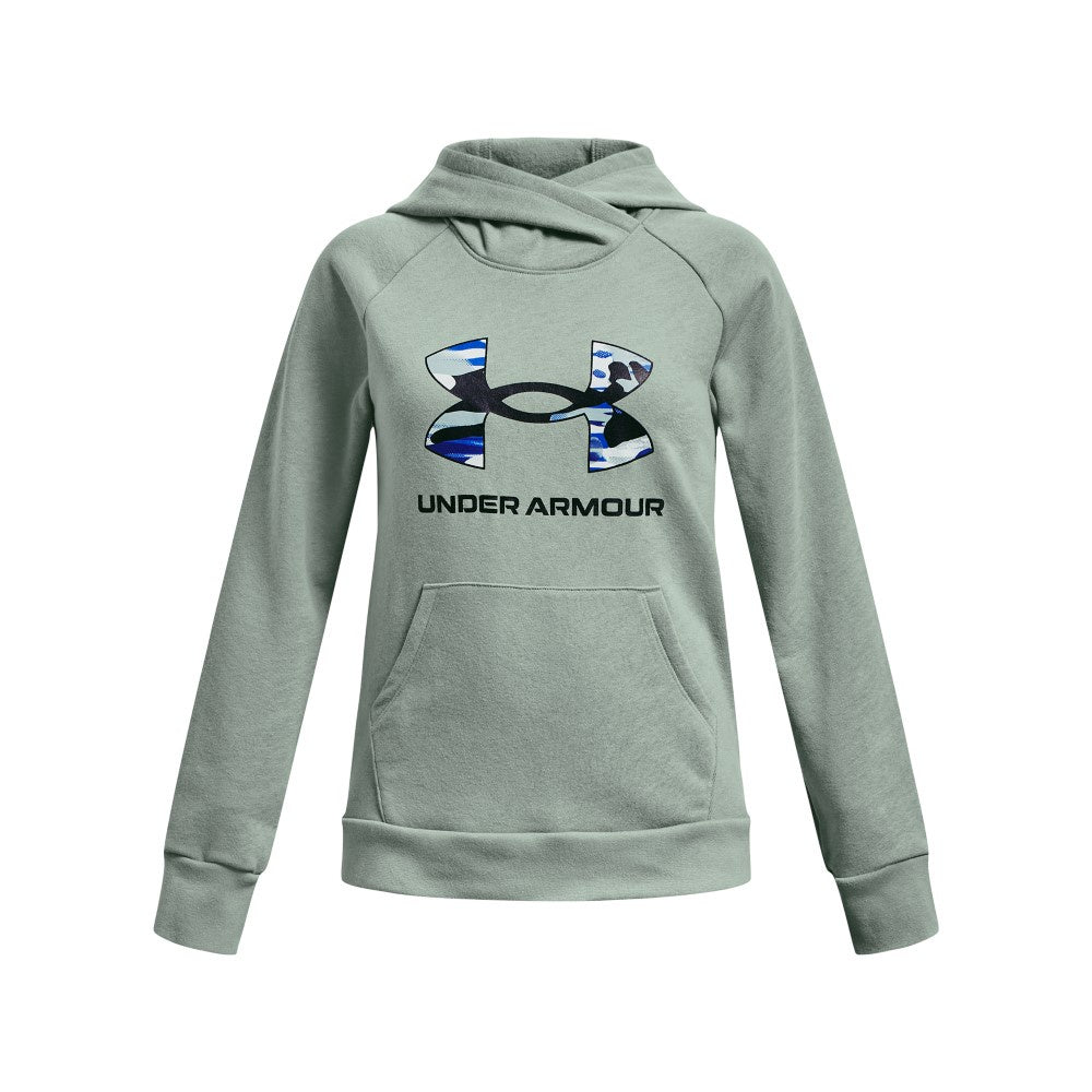 Under Armour Girls Rival Fleece BL Hoodie - Green/Midnight Navy