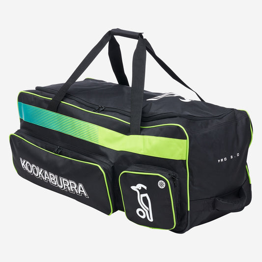 Kookaburra Pro 3.0 Cricket Wheelie Bag - Black/Green
