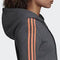 Adidas Womens 3 Stripe Fleece Hoody - Dark Grey