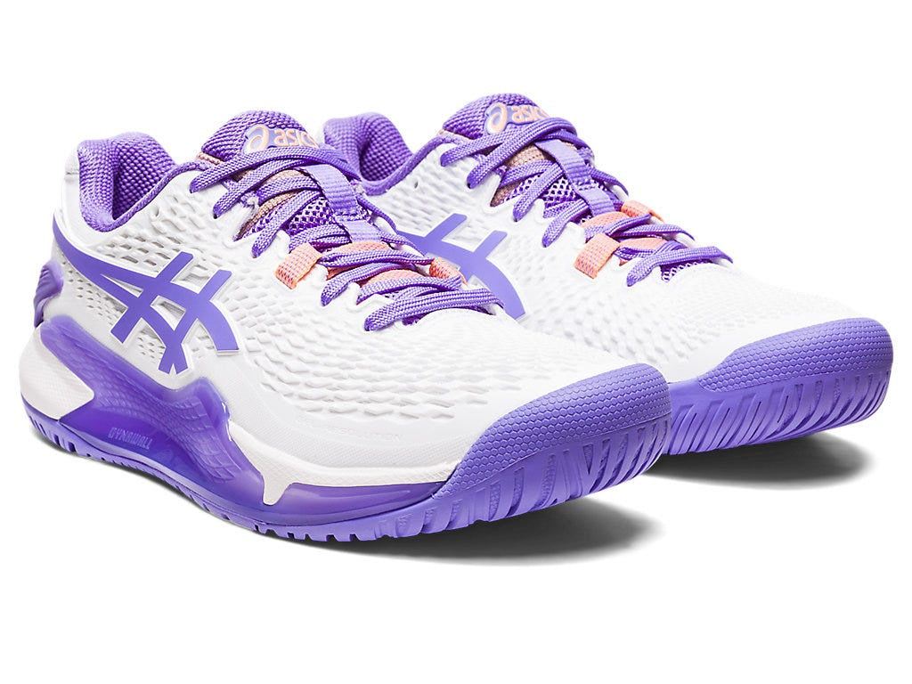 Asics Womens Gel Resolution 8 Wide (Hardcourt) Tennis Shoe - White/Amethyst